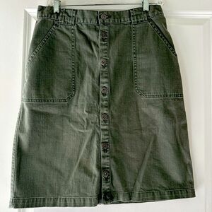 Vintage Liz Wear jeans Front Skirt Safari Utilitarian Army Green Pockets Size 10